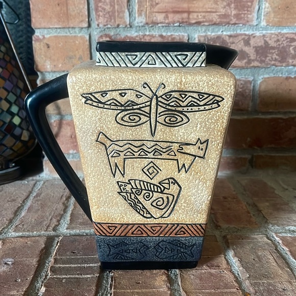 Laurel Burch Ganz Bella Casa Aztec Ceramic Stoneware Pitcher BC8140 - Picture 1 of 7
